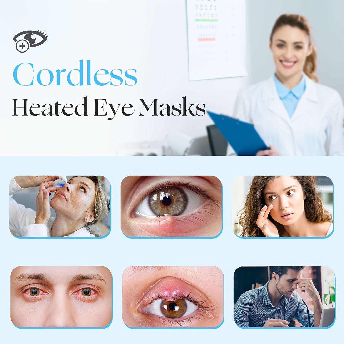 Heated Eye Heated Eye Mask | Cordless | Washable Cover | Dry Eyes, Travel, Christmas, Party, Valentine's Day Gift