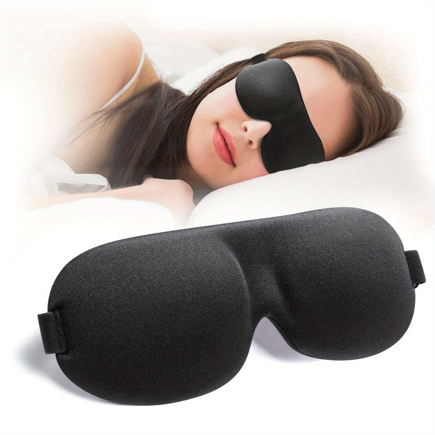 1pc 100% Blackout 3D Contoured Sleep Mask with Adjustable Strap - Soft Sponge Eye Cover for Back & Side Sleepers, Light Blocking for Travel, Naps & Night Sleep - Men & Women (Blue\u002FBlack), Sleep Eye Mask, Comfortable Night Rest, Gentle On Light Beige