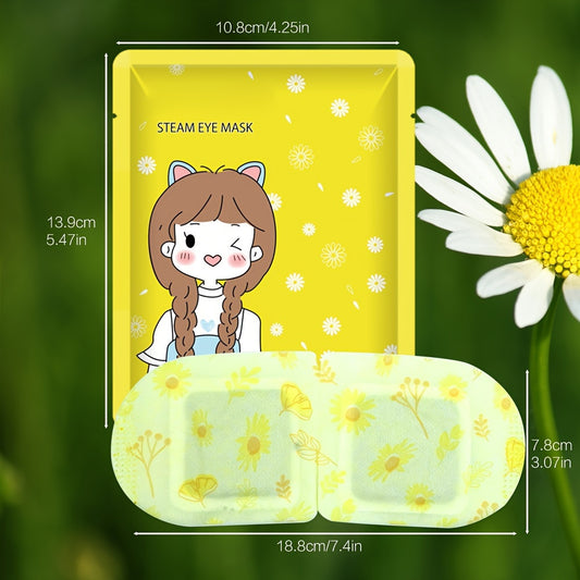 30pcs Chamomile Scented Disposable Steam Eye Mask, Self-heating Hot Compress for Travel And Nap, Soothing, Hypoallergenic, Non-woven Fabric, Alcohol-free, Suitable for All Skin Types, Disposable Hot Compress Eye Mask