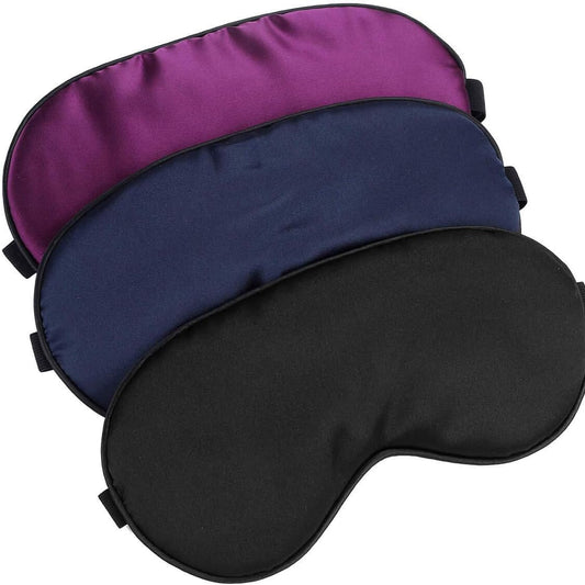 3pcs Soft Sleep Eye Masks with Adjustable Strap – Comfortable, Light-Blocking Eyeshades for Travel, Relaxation, and Aviation – Purple, Blue, Black – Extra Thick Lining, Imitation Fabric, One Size Fits All