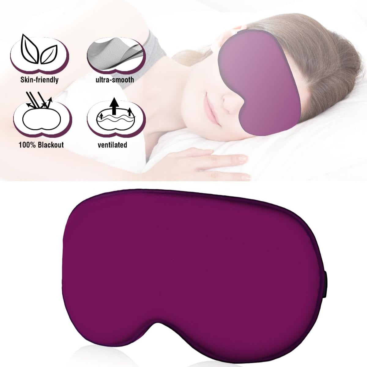 3pcs Soft Sleep Eye Masks with Adjustable Strap – Comfortable, Light-Blocking Eyeshades for Travel, Relaxation, and Aviation – Purple, Blue, Black – Extra Thick Lining, Imitation Fabric, One Size Fits All