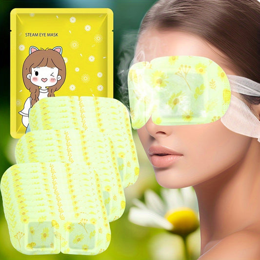 30pcs Chamomile Scented Disposable Steam Eye Mask, Self-heating Hot Compress for Travel And Nap, Soothing, Hypoallergenic, Non-woven Fabric, Alcohol-free, Suitable for All Skin Types, Disposable Hot Compress Eye Mask