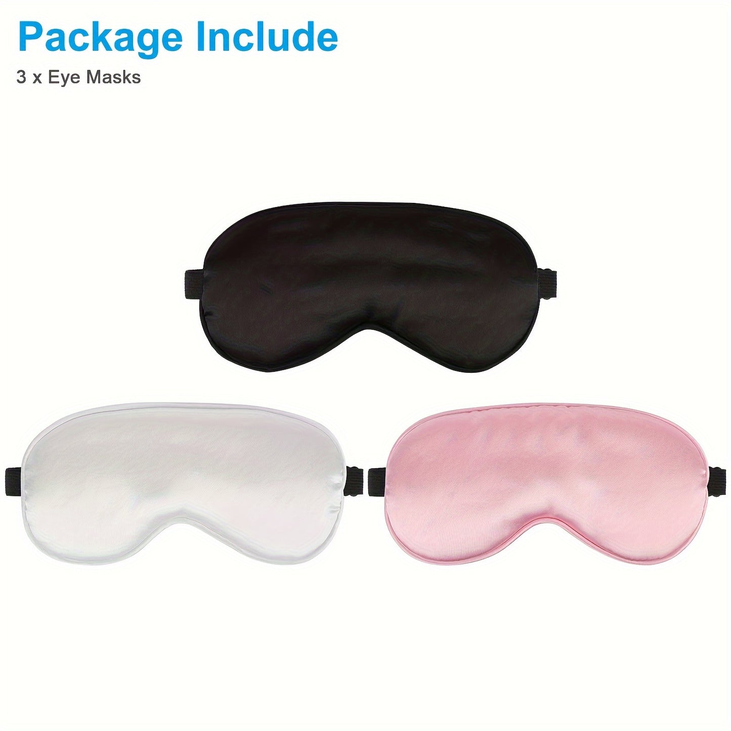 3pcs H290070, Light Blocking Eye Mask Powder+White+Black Warehouse Packaging